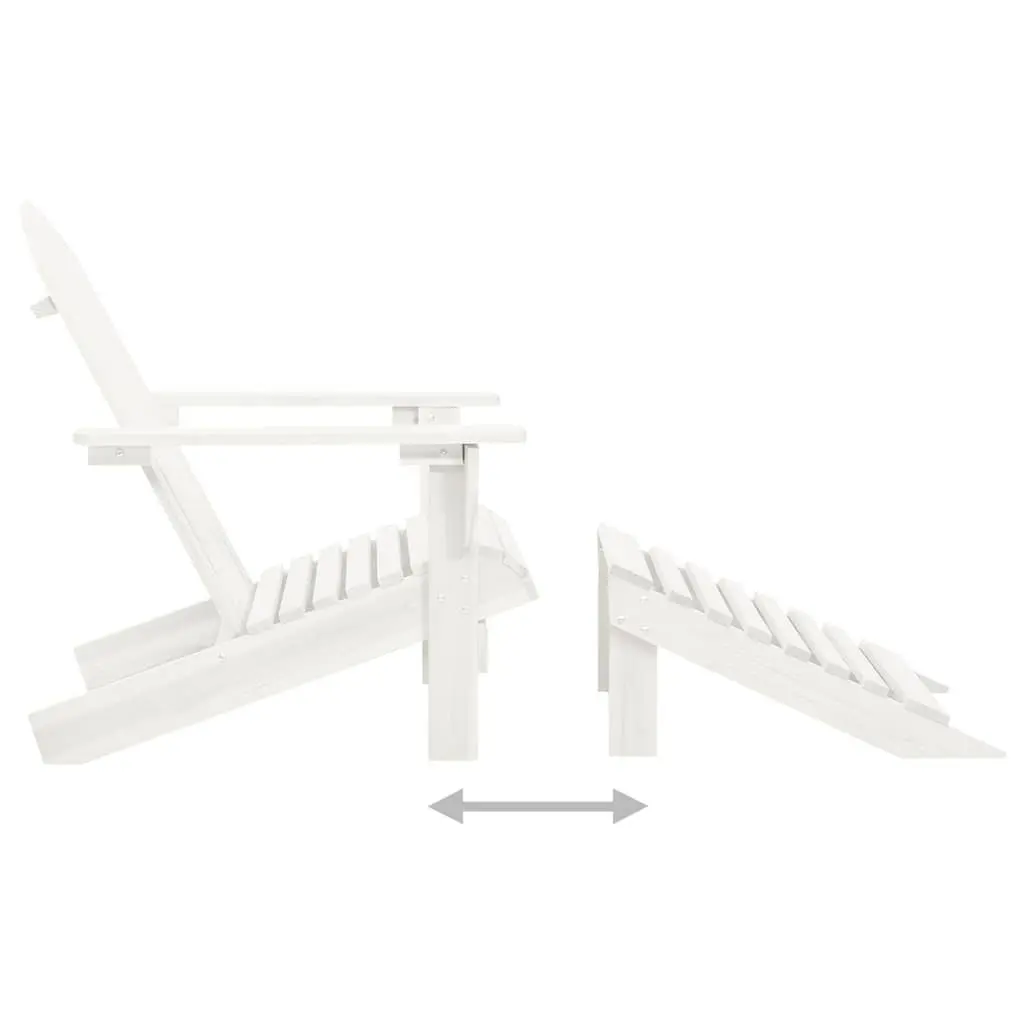 Garden Chair White Solid Hardwood Outdoor Armchair with Ottoman Weather-resistant