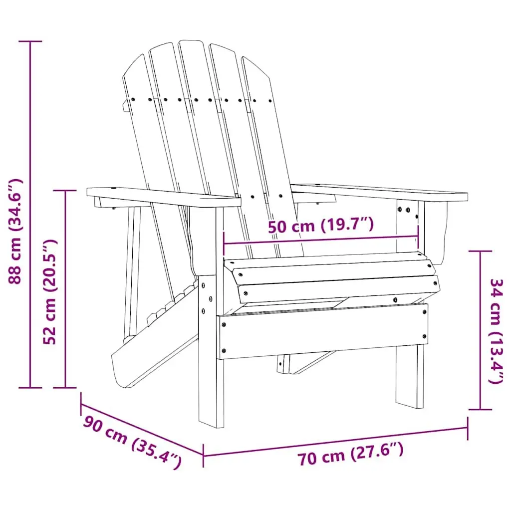Outdoor Armchair White Solid Hardwood Vintage Style Garden Seating