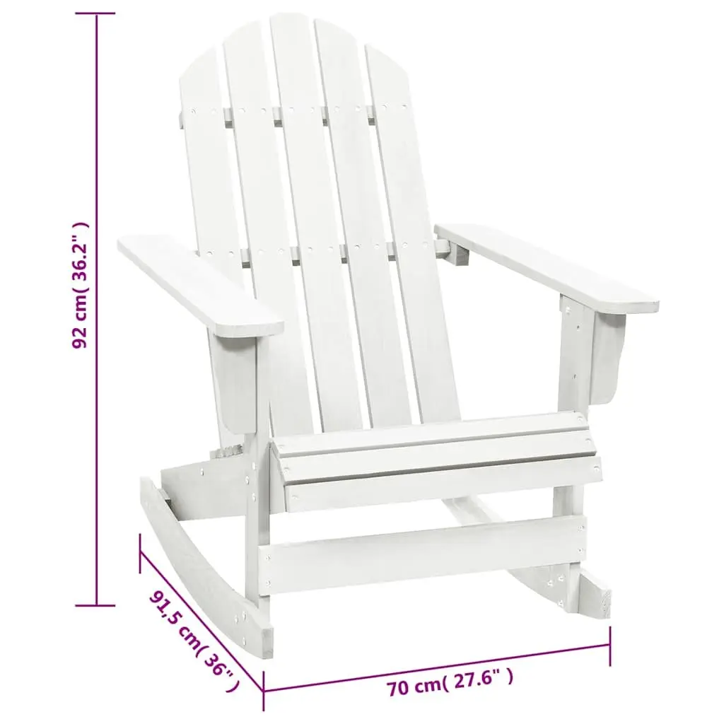 White Garden Rocking Chair Wooden Outdoor Furniture Patio Seat Armchair
