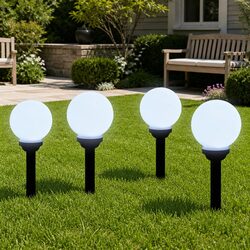 Compact 4-Piece Solar LED Light Set for Gardens