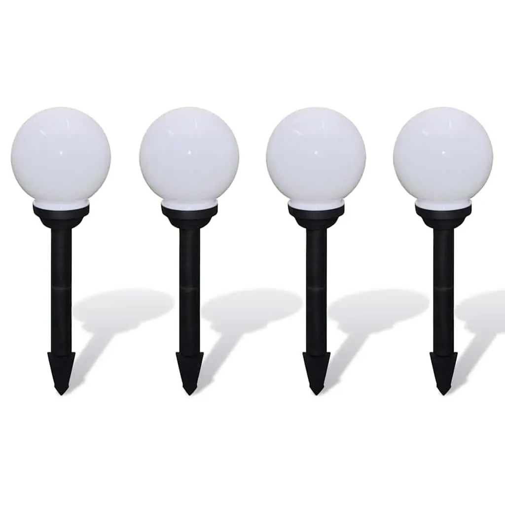 Outdoor Solar LED Lights White 15cm Height Adjustable Ground Spike 4 Piece Set