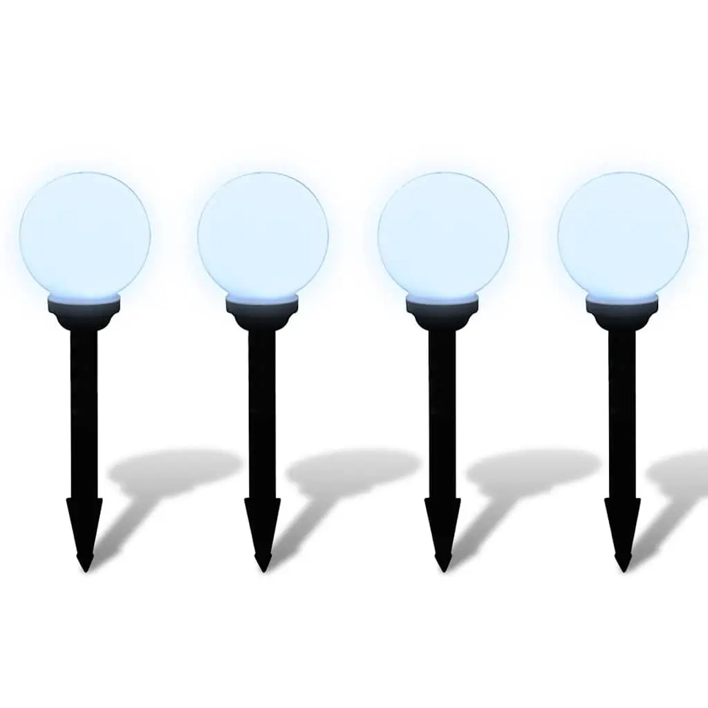 Outdoor Solar LED Lights White 15cm Height Adjustable Ground Spike 4 Piece Set
