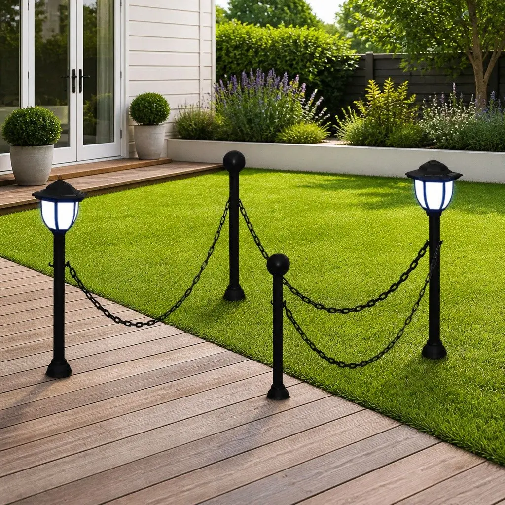 Solar Fence Lights Grey Two LED Lamps Automatic Dusk to Dawn Operation