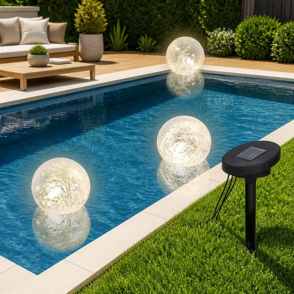 Solar Floating Ball Light Grey Outdoor LED for Pool Pond Fountain