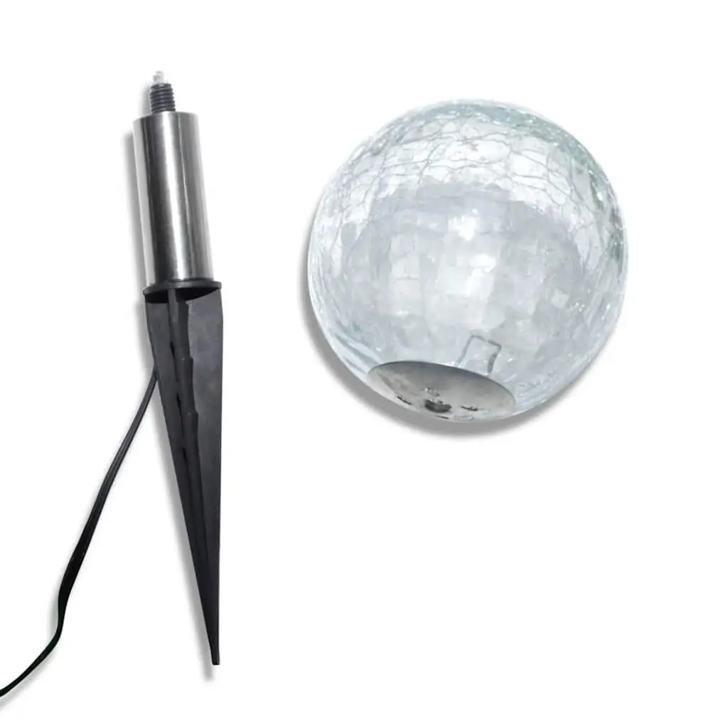 Solar LED Ball Garden Lights White 3 Piece Automatic On Off Solar Powered with Ground Spikes