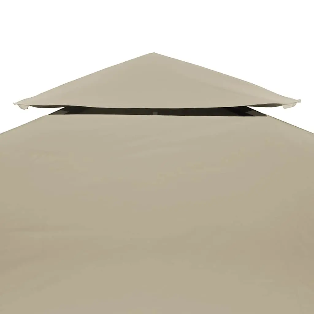 Water-Resistant Gazebo Cover Top Replacement Beige 3x4m PVC Coated Fabric with 8 Grommet Rings and Reinforced Corners