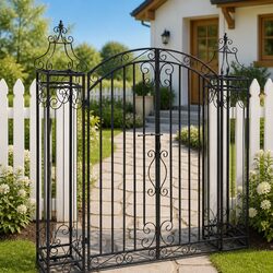 Wrought Iron Garden Gate with Secure Hinge