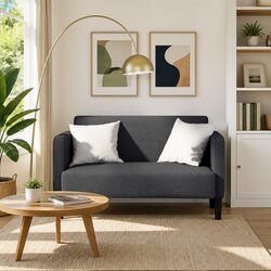 Grey Corduroy Loveseat Sofa - Compact and Comfortable