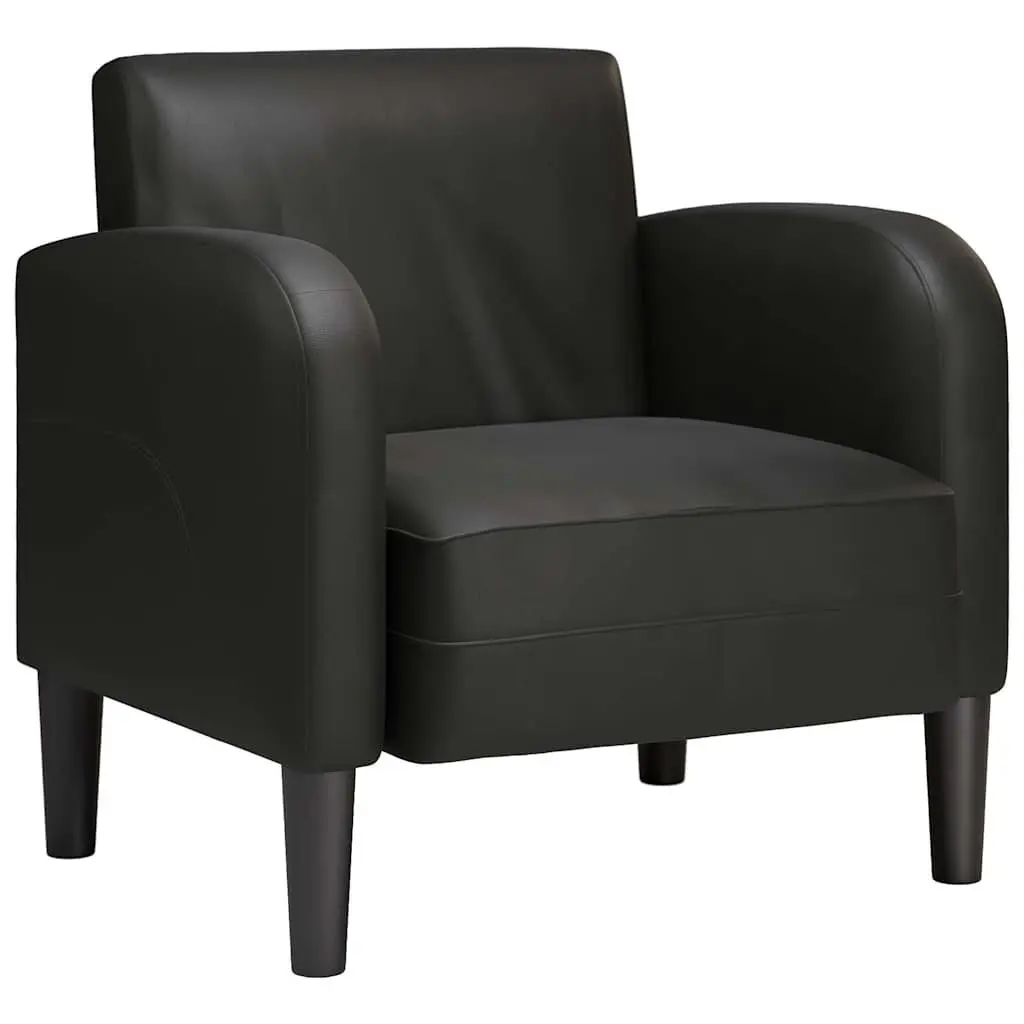 Arm Chair with Armrests Black Faux Leather Sofa Chair Reading Relaxation