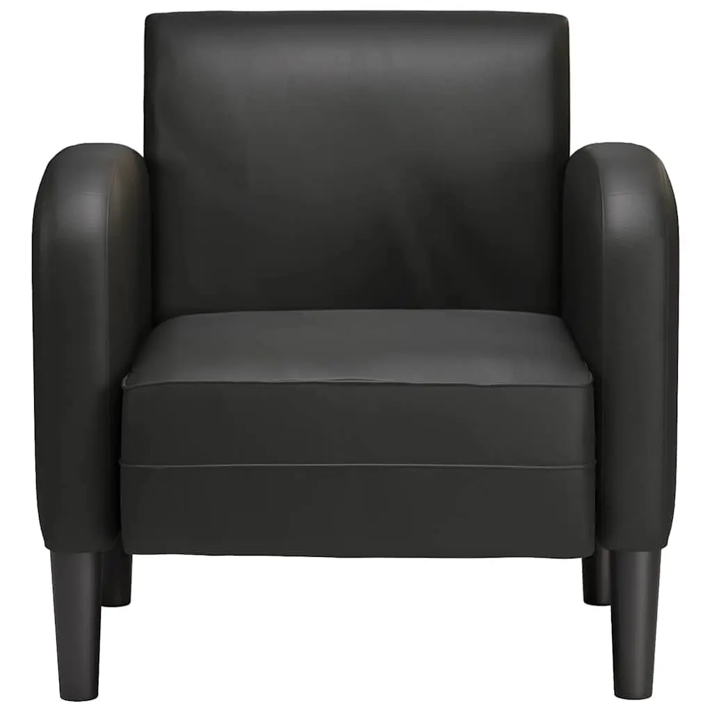 Arm Chair with Armrests Black Faux Leather Sofa Chair Reading Relaxation