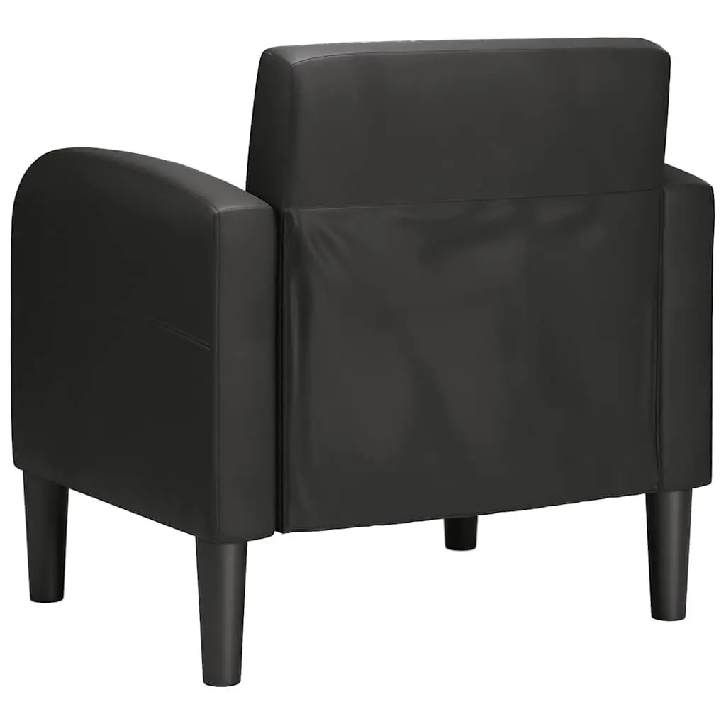 Arm Chair with Armrests Black Faux Leather Sofa Chair Reading Relaxation