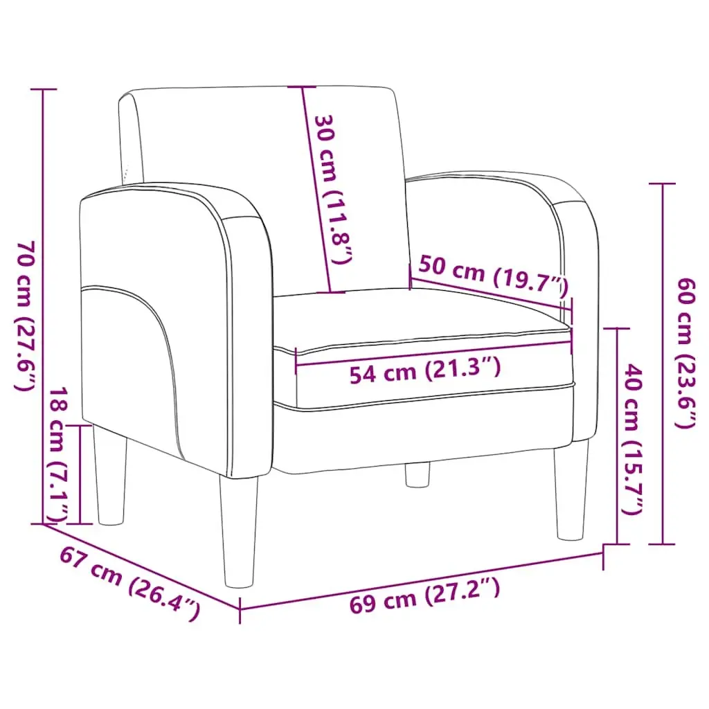 Arm Chair with Armrests Black Faux Leather Sofa Chair Reading Relaxation