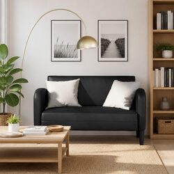Concise Black Loveseat Sofa for Two Persons