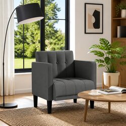 Grey Fabric Arm Chair: Sturdy and Supportive