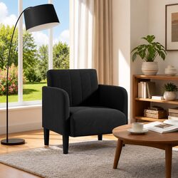 Black Arm Chair with Velvet Fabric 54cm