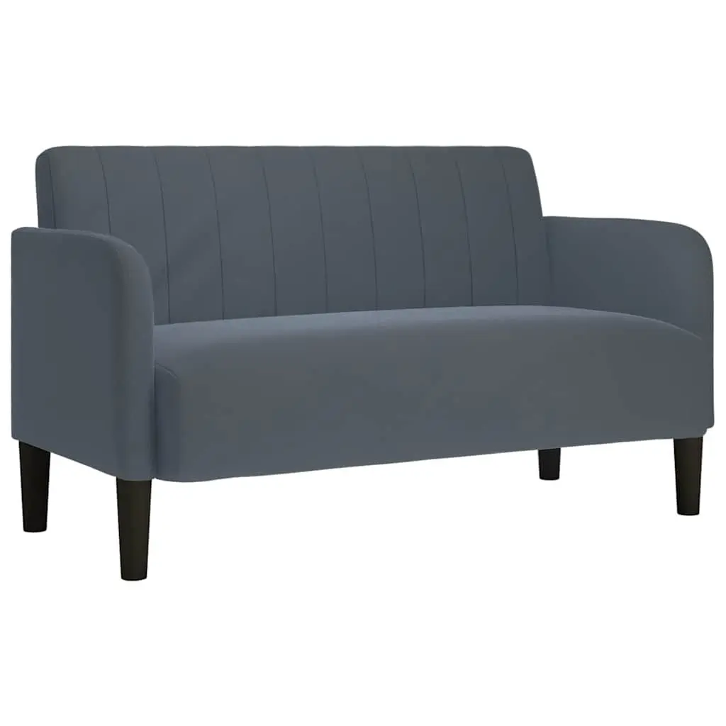 Loveseat Sofa Grey 109cm Velvet Compact Upholstered Two-Seater Furniture