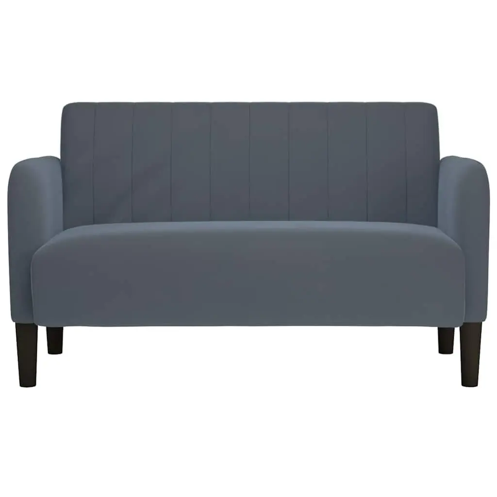 Loveseat Sofa Grey 109cm Velvet Compact Upholstered Two-Seater Furniture