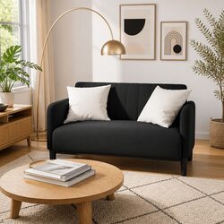 Black Velvet Loveseat Sofa - Comfort in Style