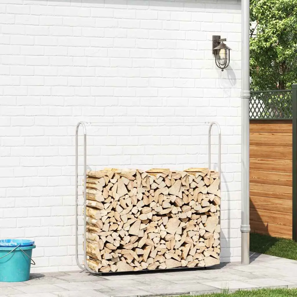 Firewood Rack Silver 150x25x150 cm Galvanised Steel Log Storage Holder Stand