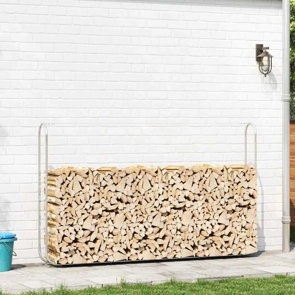 Firewood Rack 250x25x150 cm Log Storage Holder Galvanised Steel Garden Outdoor