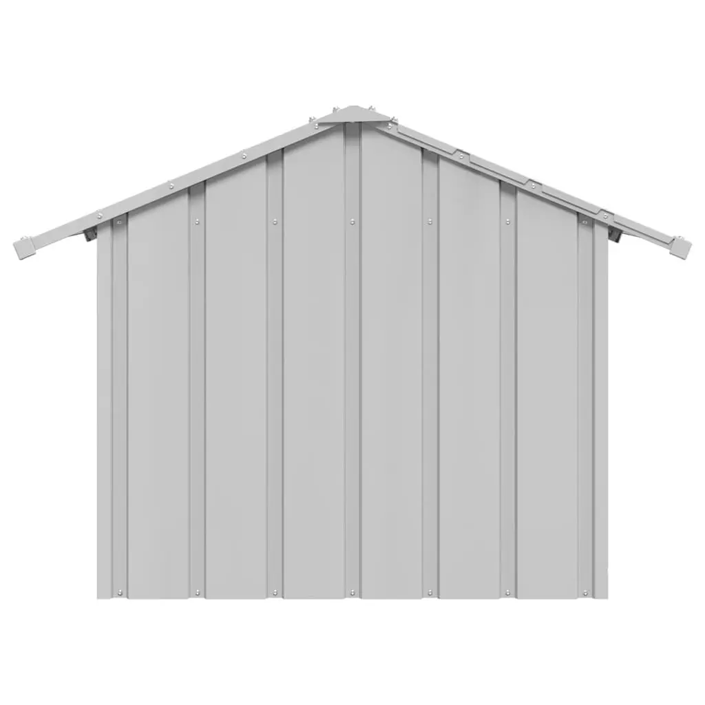 Dog House Grey Galvanised Steel Outdoor Pet Shelter with Roof