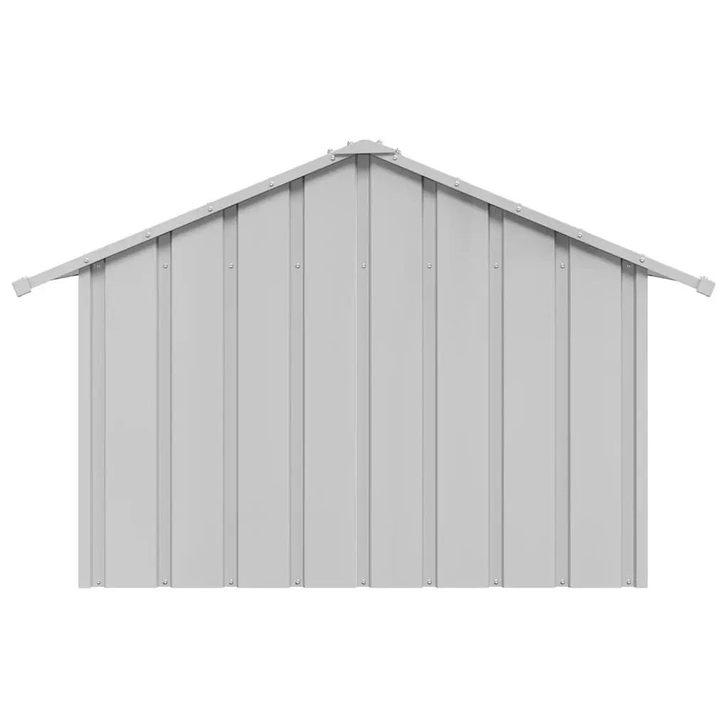 Dog Kennel Grey Galvanised Steel Outdoor Shelter with Roof