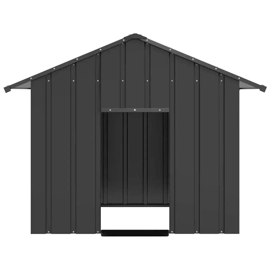 Dog House Anthracite Galvanised Steel Outdoor Pet Shelter with Roof