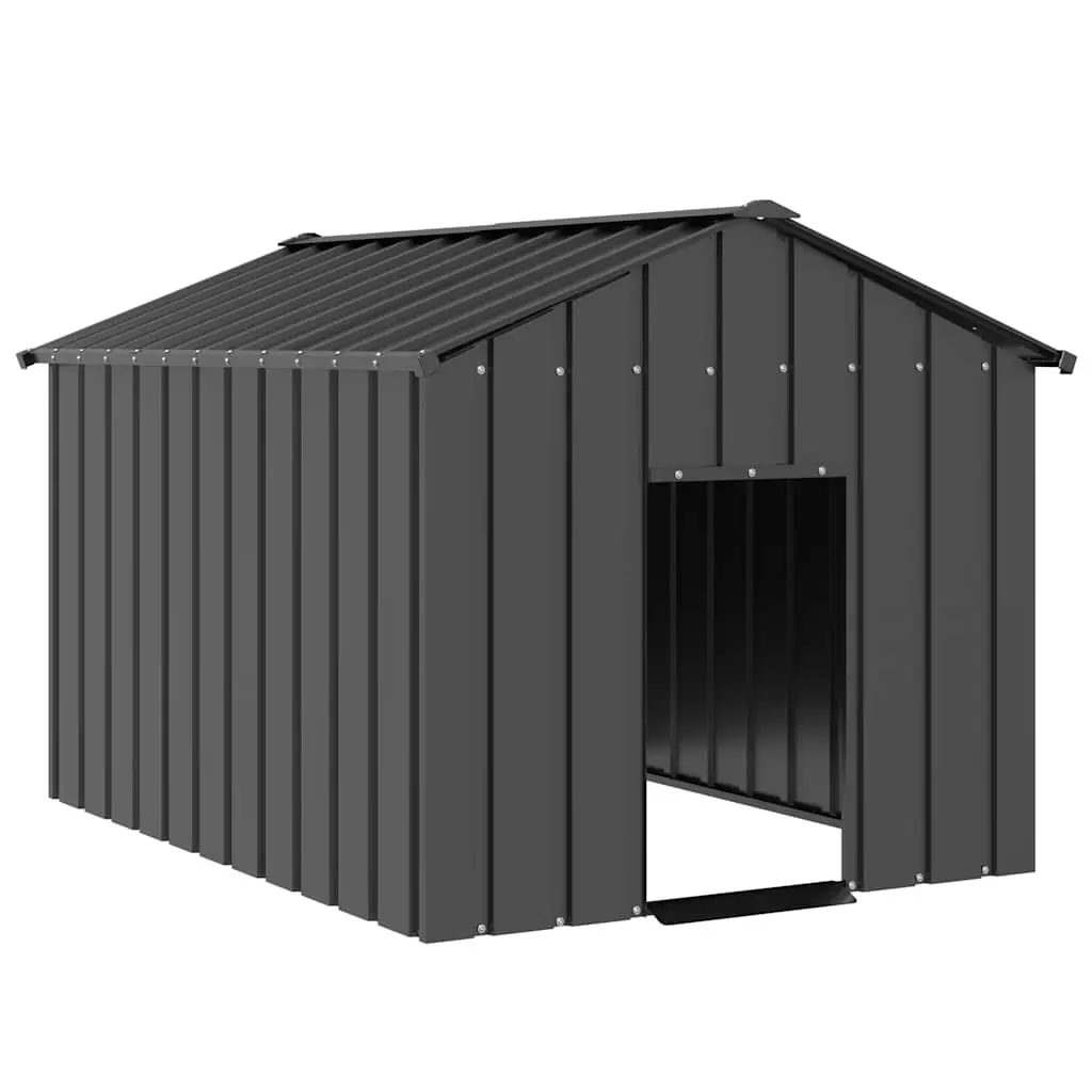 Dog House Anthracite Galvanised Steel Outdoor Shelter with Roof