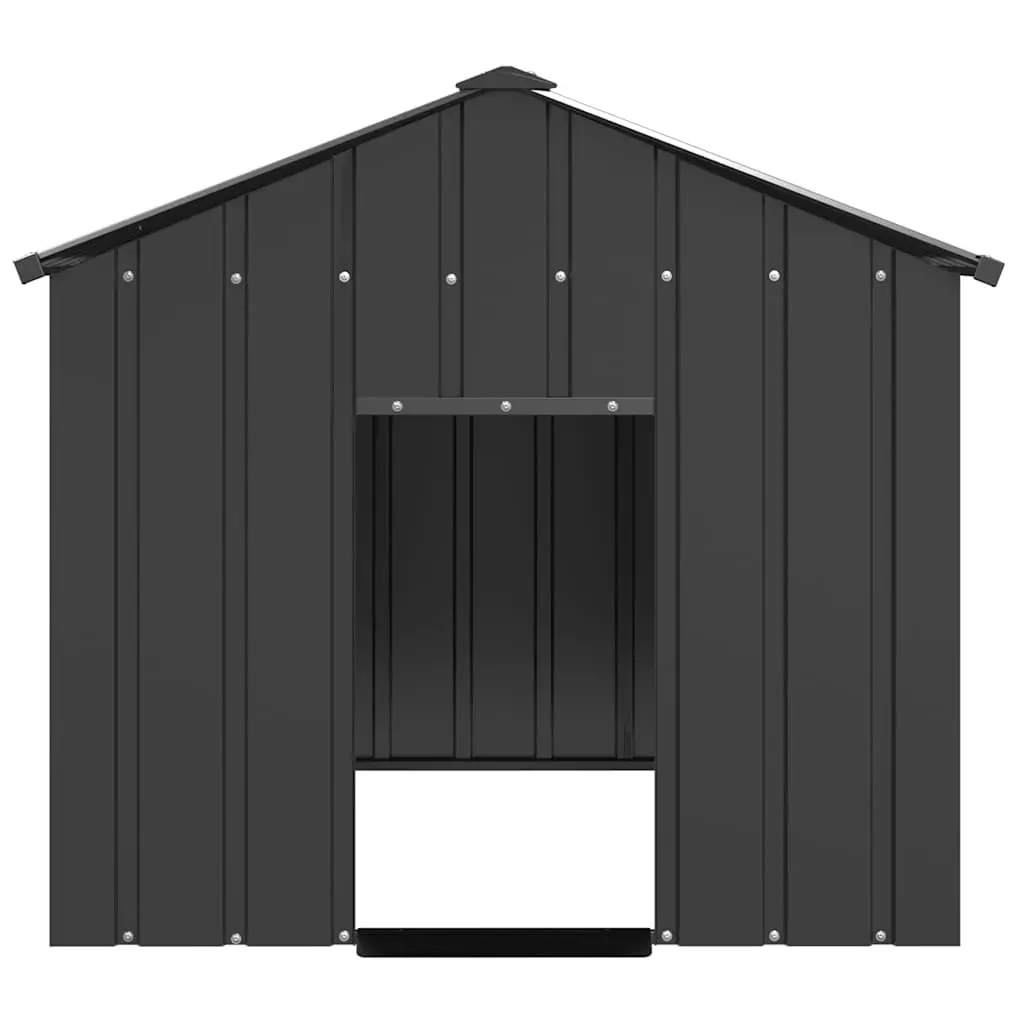 Dog House Anthracite Galvanised Steel Outdoor Shelter with Roof