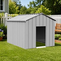 Concise and Confident: Grey Dog House with Roof
