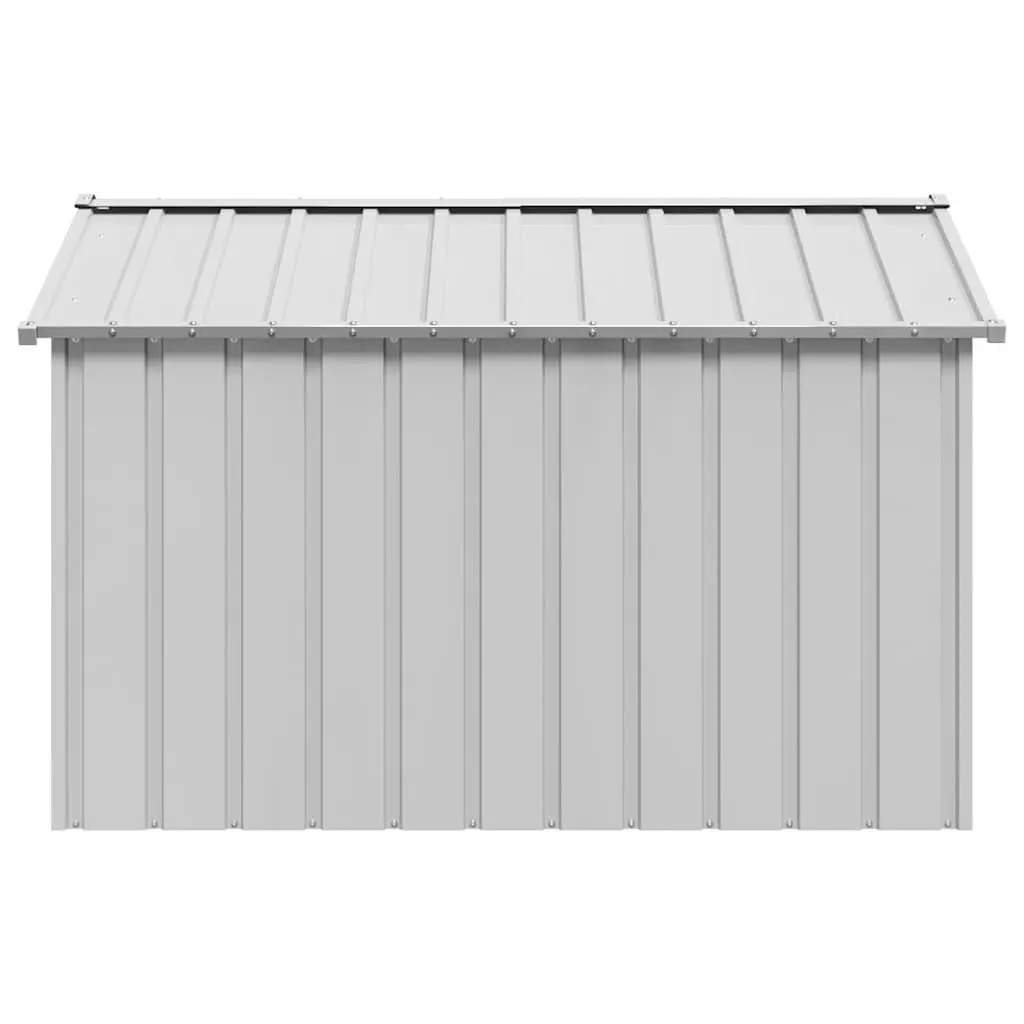 Dog House Grey Galvanised Steel Outdoor Pet Shelter with Roof