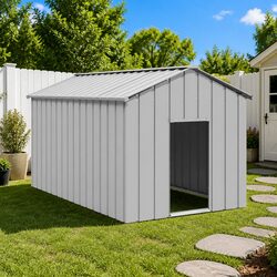 Compact Grey Dog House with Roof – Galvanised Steel
