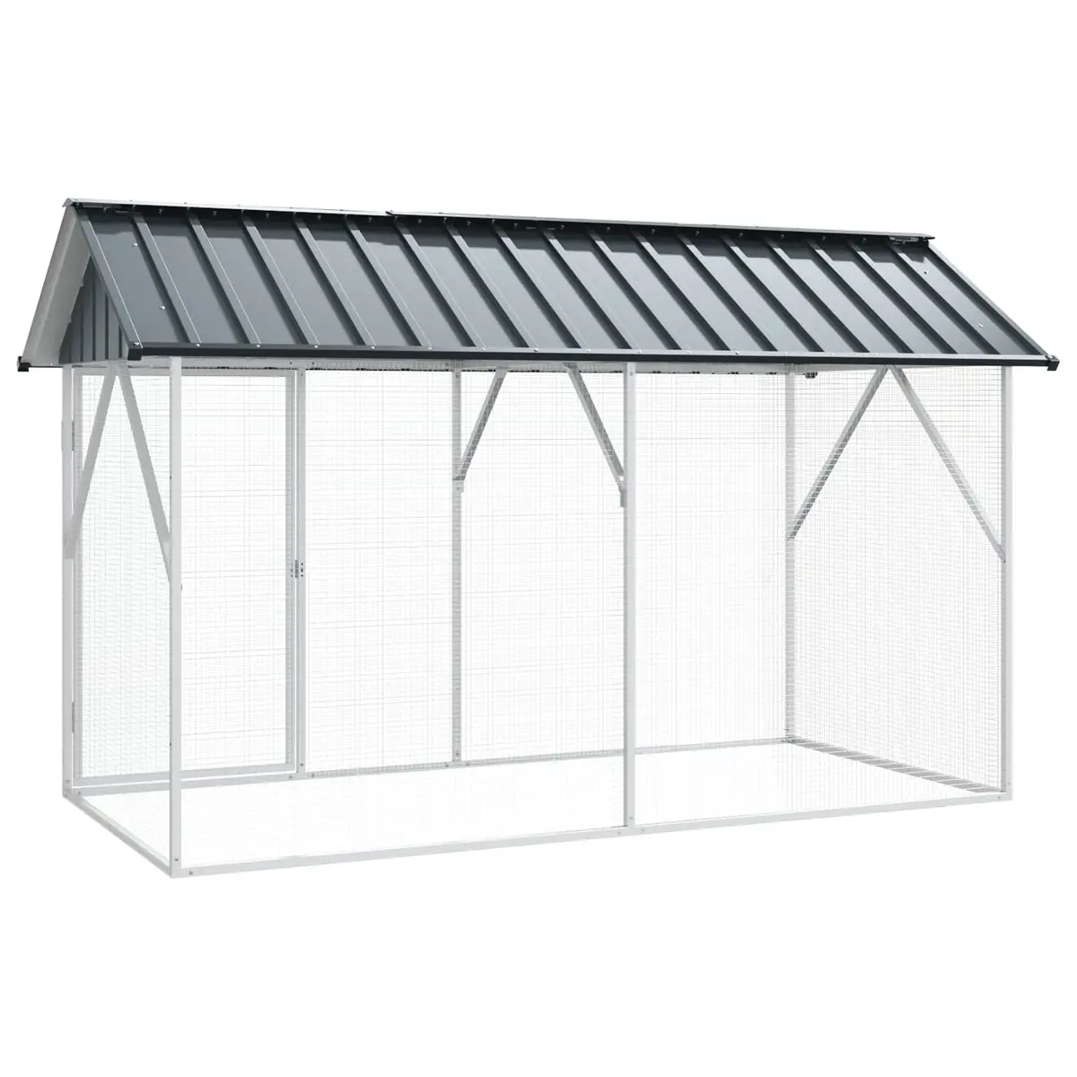 Bird Cage Anthracite 227 x 112 x 141 cm Galvanised Steel Outdoor Aviary