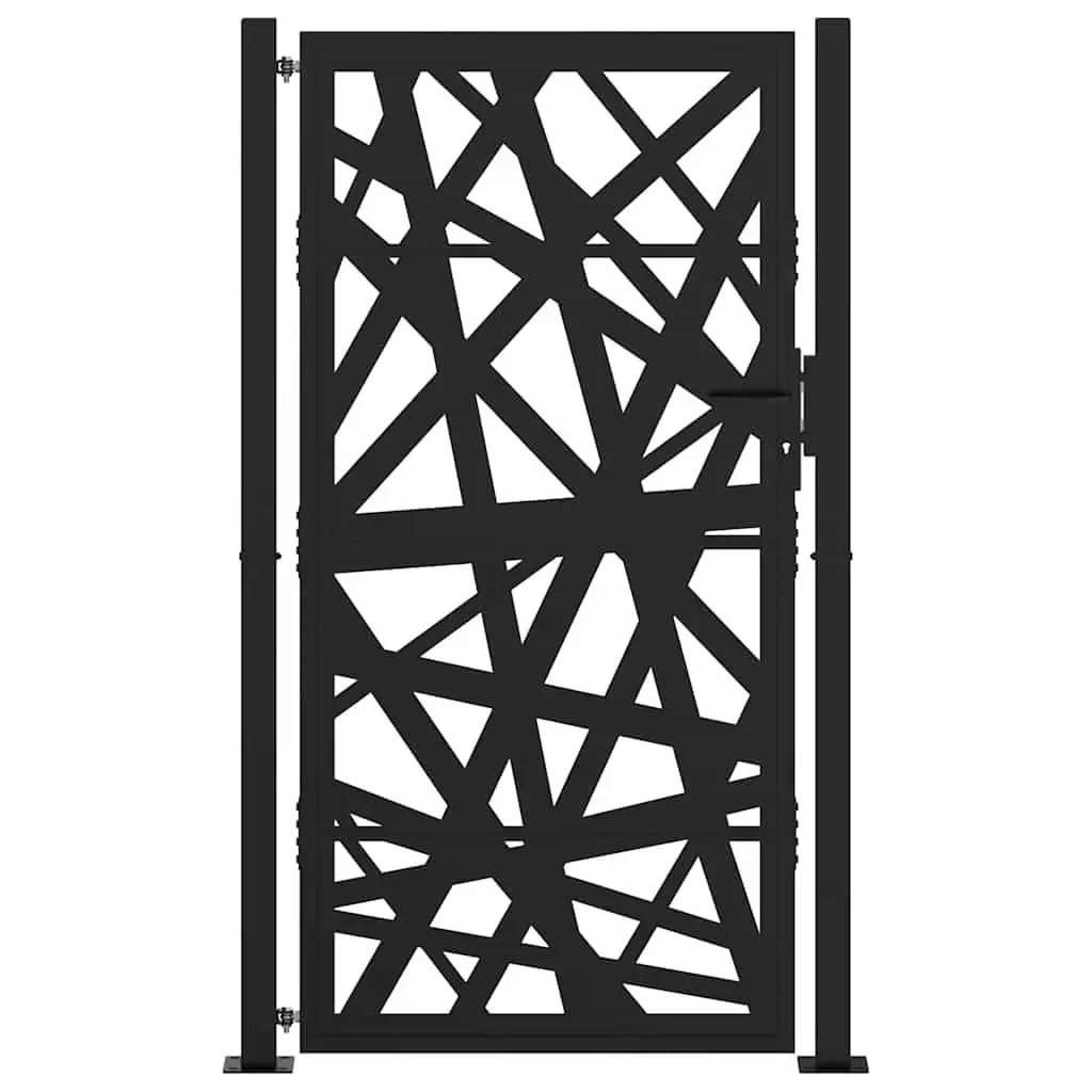 Garden Gate Black 100x175 cm Steel Light Design Outdoor Entrance Fence Gate