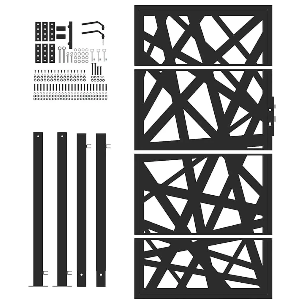 Garden Gate Black 100x175 cm Steel Light Design Outdoor Entrance Fence Gate