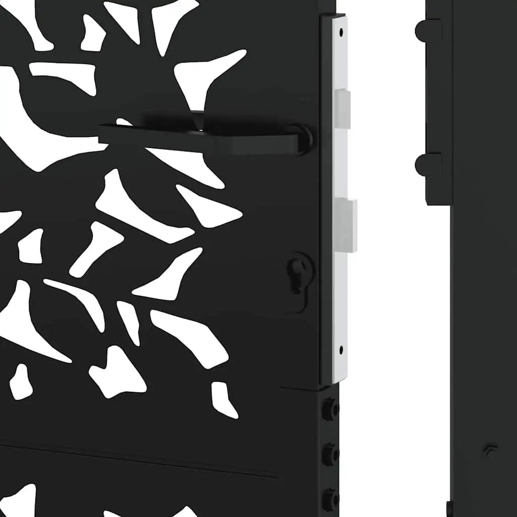 Garden Gate Black 100x125cm Steel Laser-Cut Design Outdoor Fencing Entrance
