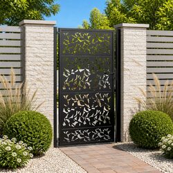 Compact 100x175cm Laser-Cut Garden Gate with Lock