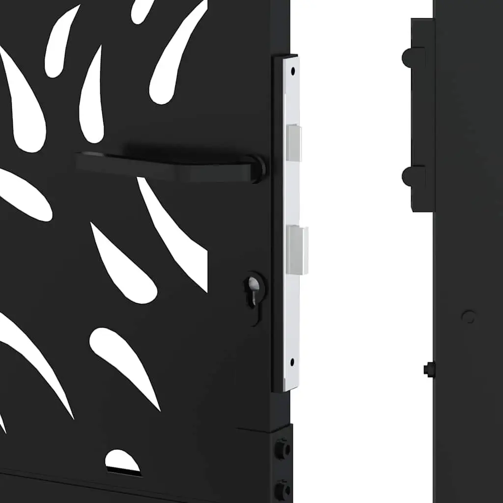 Garden Gate Black 100x125cm Steel Laser-Cut Design Entrance Fence Patio Driveway
