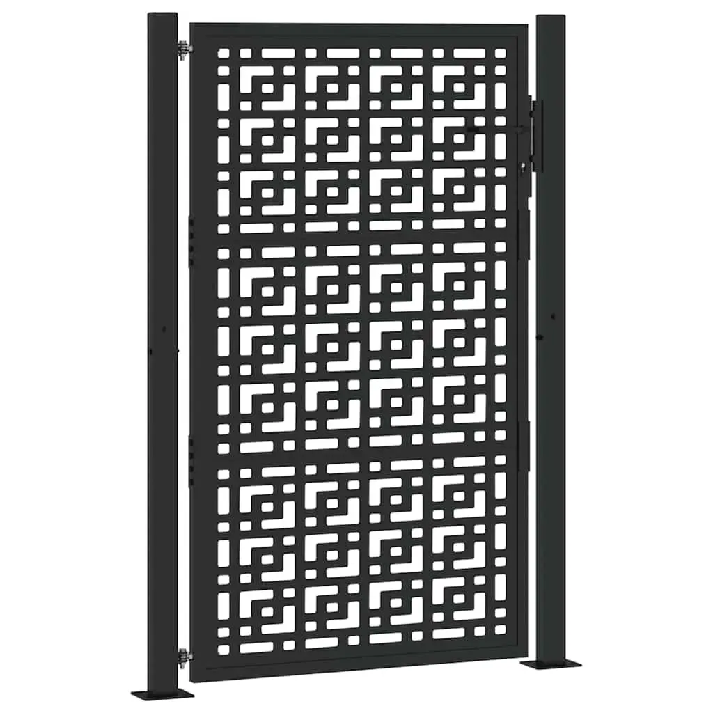 Garden Gate Black Steel Outdoor Fence Entry Cross Design 100x150 cm Lockable