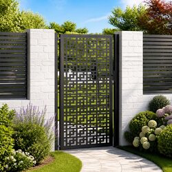 Efficient Black Steel Garden Gate 100x175 cm with Lock