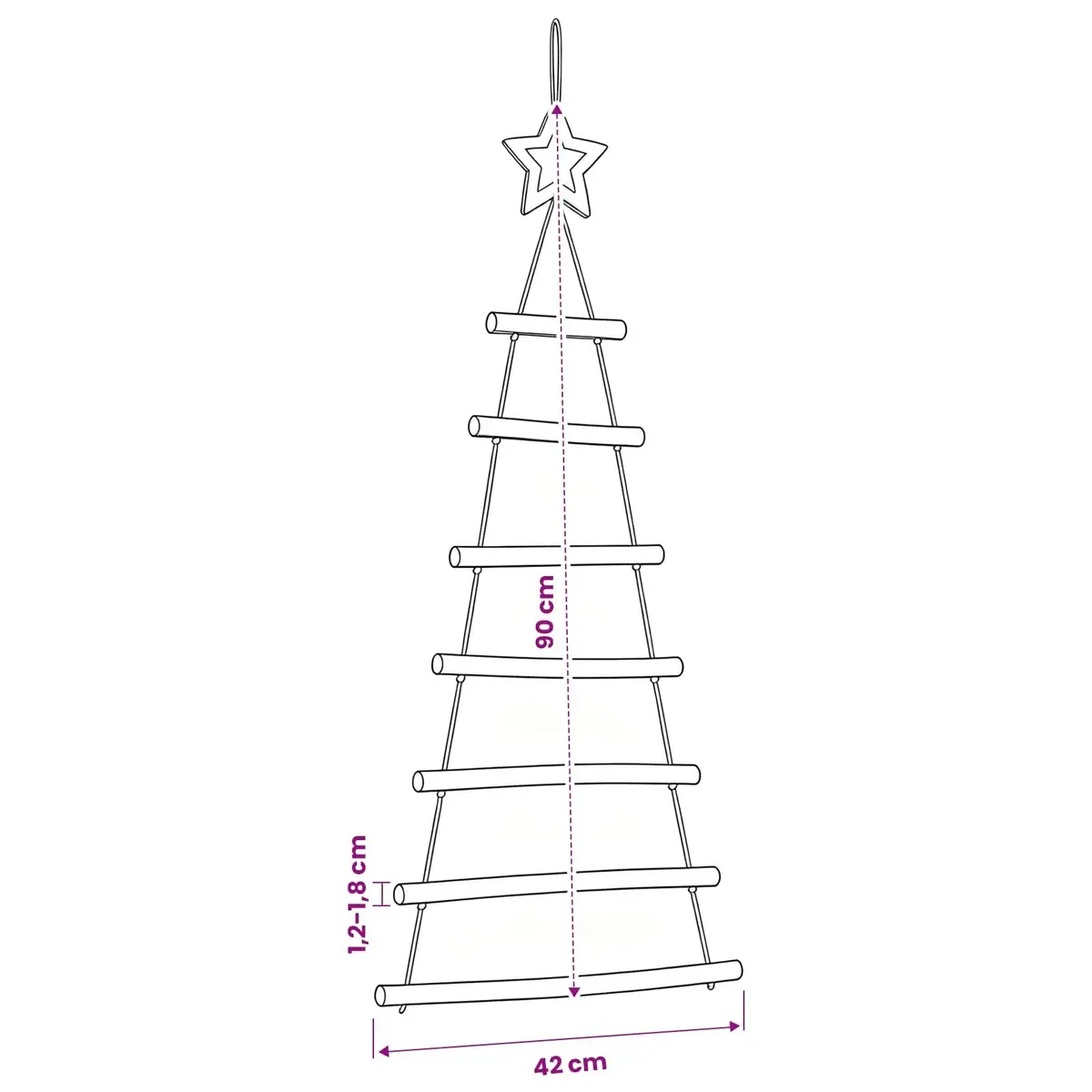 Hanging Christmas Tree Decorations 2pcs 42x90cm Natural Wood Branch Wall Decor