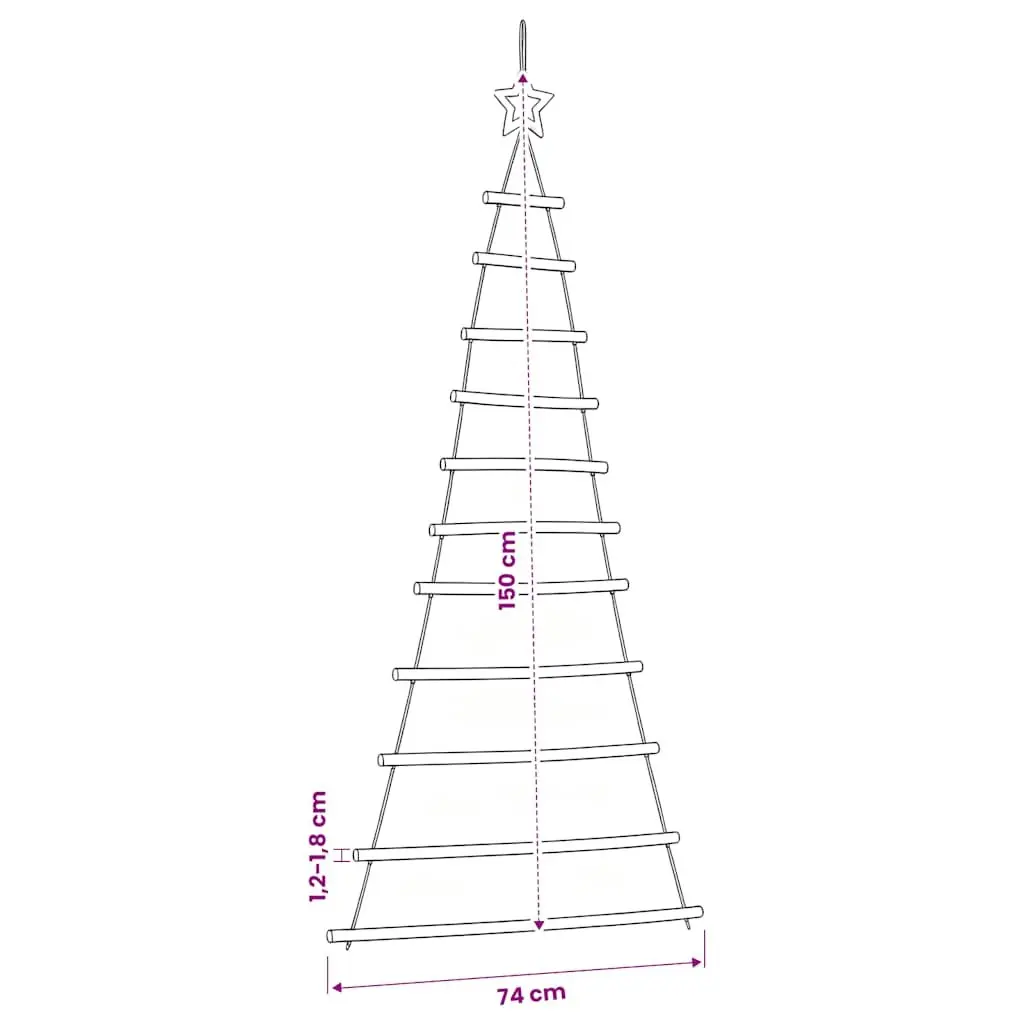 Hanging Christmas Tree Decoration Natural Wood Branches Wall Mount 74x150 cm