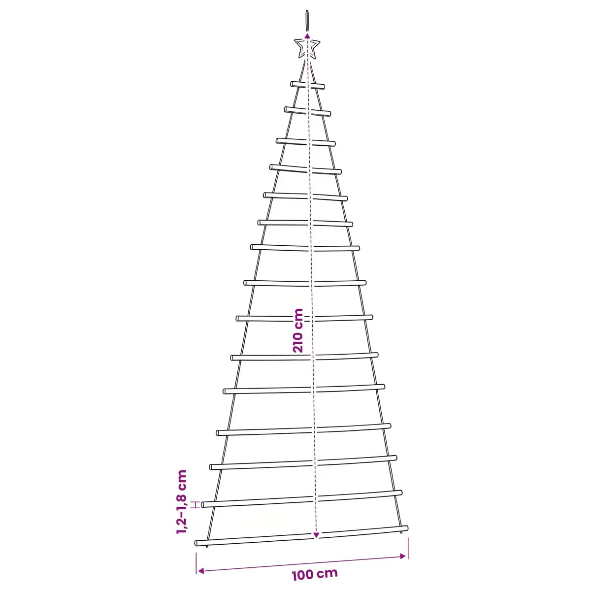 Hanging Christmas Tree Decoration Natural Wood Branches 100x210cm Wall Door