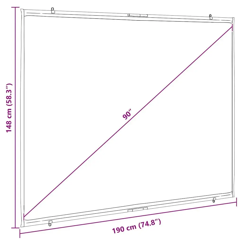 Projection Screen Wall-Hanging 90 Inch 4:3 Home Theater Classroom Presentations