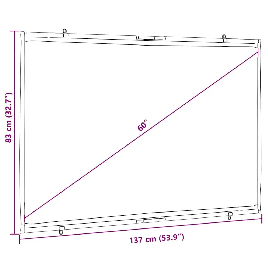 Projection Screen Wall-Hanging 60 Inch 16:9 White Matte Home Theater Office