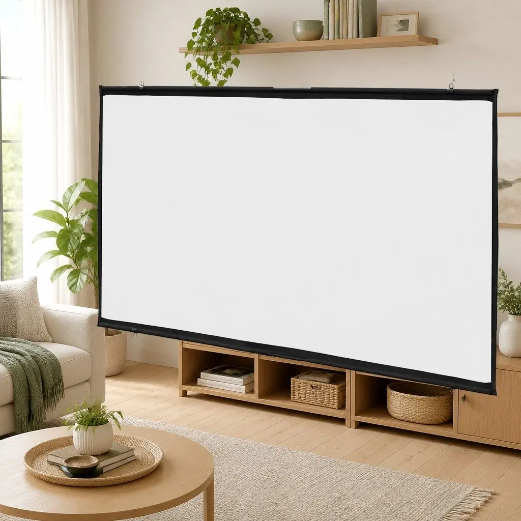 100 Inch 16:9 Projection Screen Wall-Hanging Matte White Home Theater Office