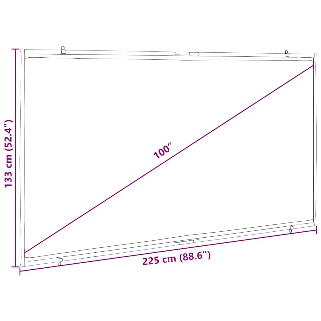 100 Inch 16:9 Projection Screen Wall-Hanging Matte White Home Theater Office