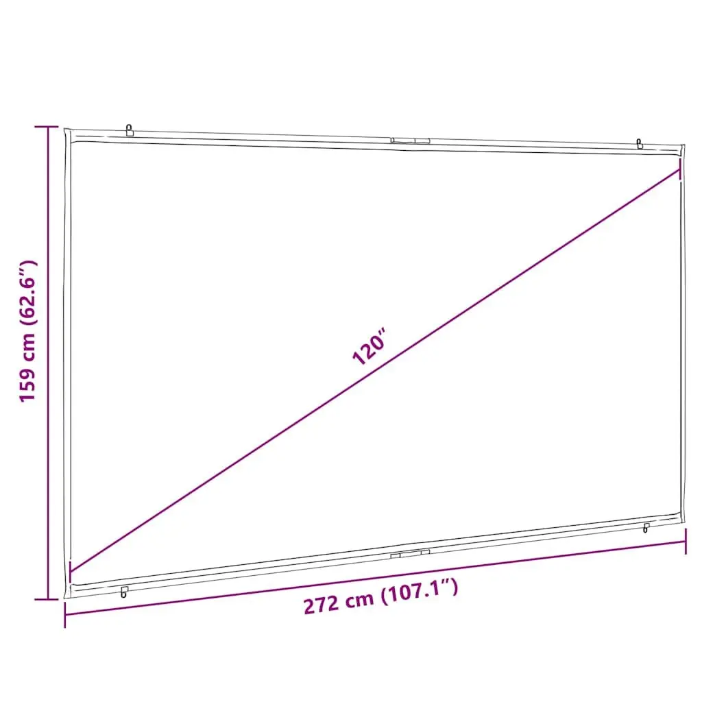 Projection Screen Wall-Hanging 120 Inch 16:9 Matte White Home Theater Classroom