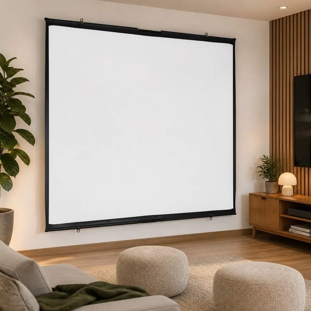 Projection Screen Wall-Hanging 72 Inch 1:1 Aspect Ratio Matte Home Theater