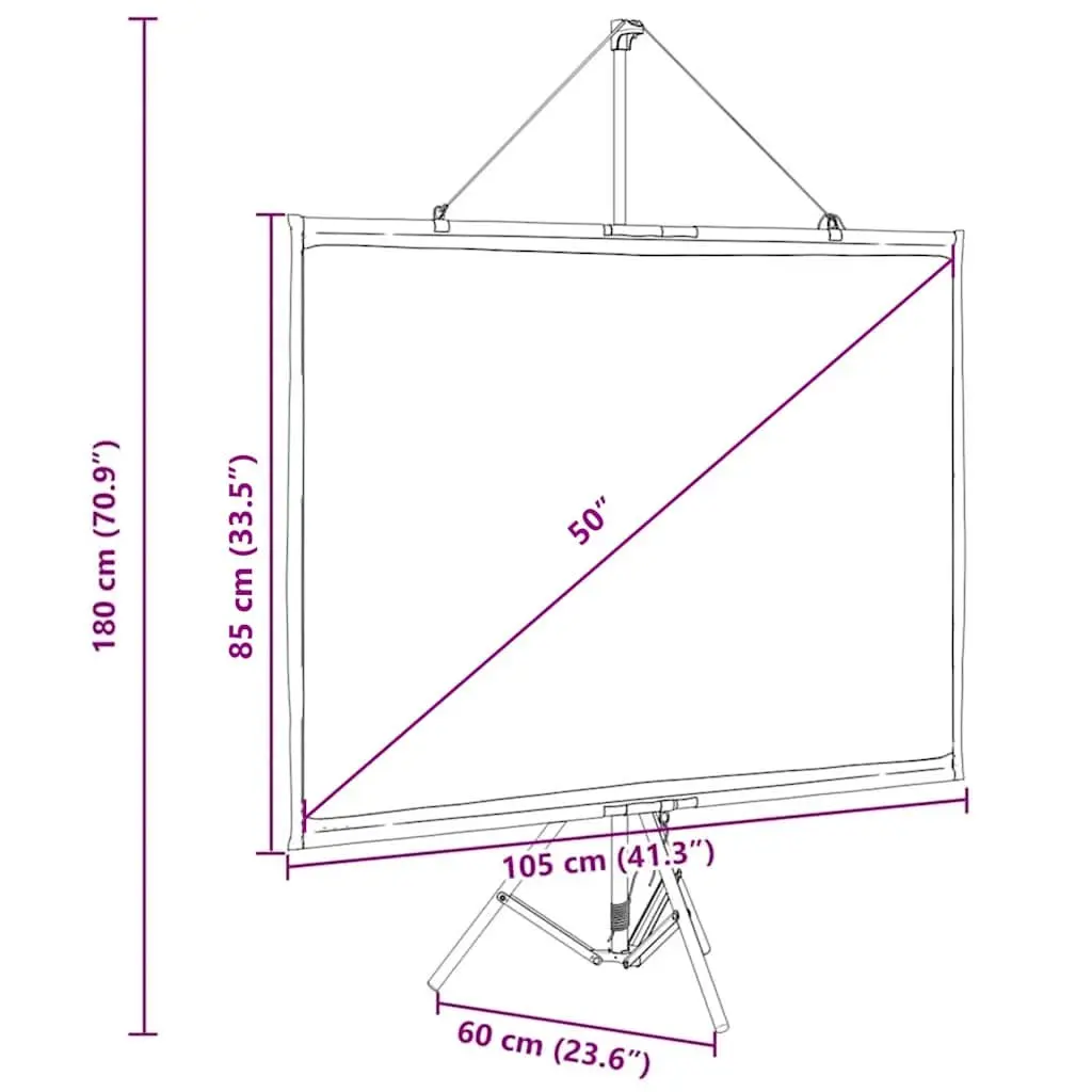 Projection Screen 50 Inch 4:3 Tripod Portable Matte for Home Theater Office